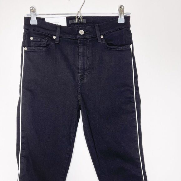 7 FOR ALL MANKIND Black High Waist Slim Kick Jeans  - Picture 2 of 9